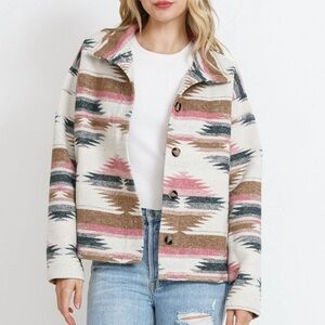 Blue B Collection Multicolor Western Aztec Print Jacket Size Medium